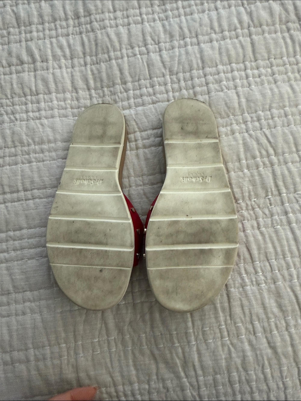 Dr. Scholl’s Red Slide Sandals with Gold Plaque - Picture 4 of 7